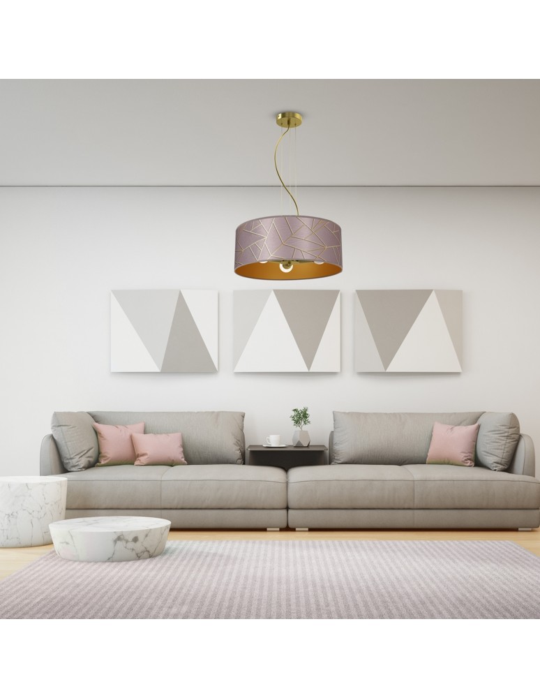 Pink pendant lamps - Milagro ZIGGY PINK Gold/Pink 3xE27 pendant lamp MLP7591 - product kolory-swiatla.pl 7