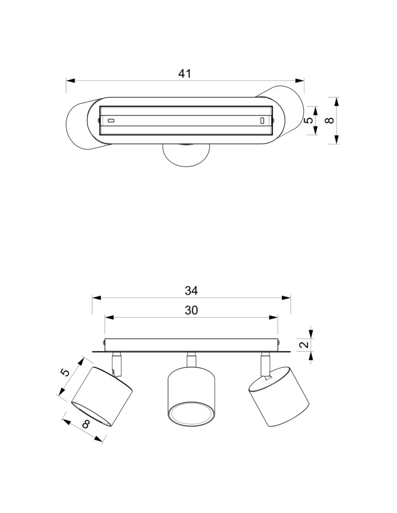 Ceiling spotlights - Milagro DIXIE BLACK 3xGX53 ceiling lamp MLP7601 - product kolory-swiatla.pl 8