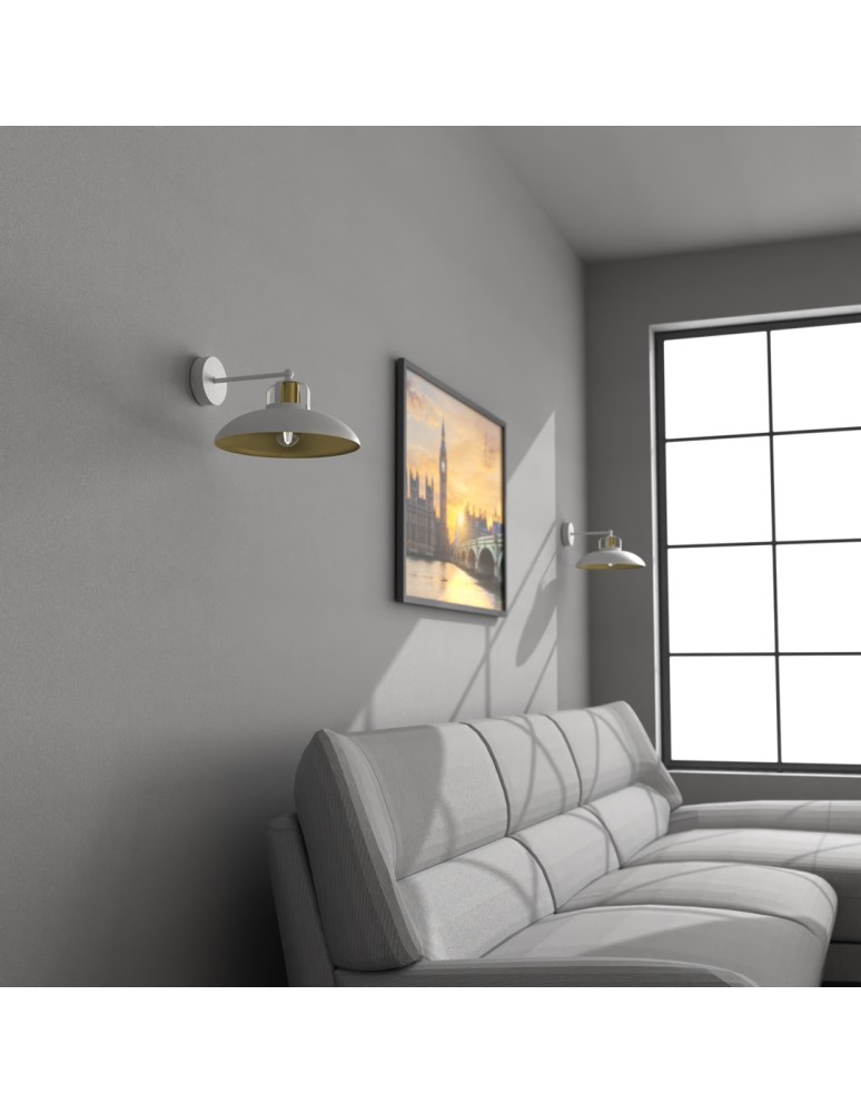 Loft wall lamps - industrial - Milagro Wall lamp FELIX WHITE/GOLD 1xE27 MLP7702 - product kolory-swiatla.pl 4