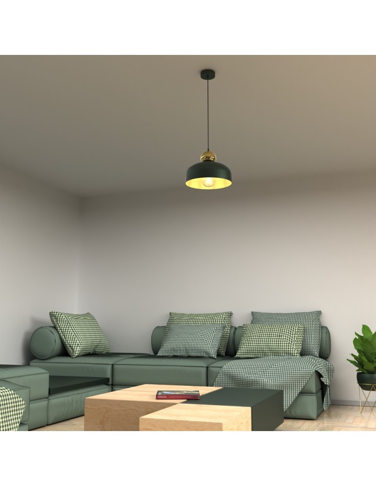Green pendant lamps - Milagro HARALD GOLD/GREEN 1xE27 MLP7694 Pendant Lamp. - product kolory-swiatla.pl 3