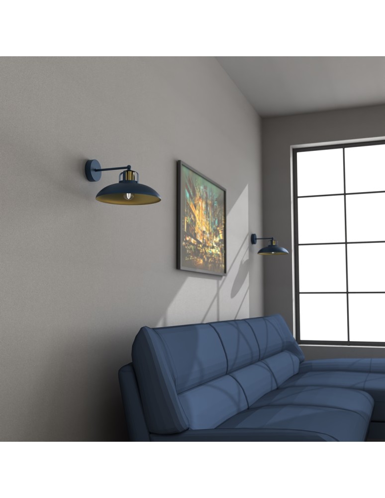 Loft wall lamps - industrial - Milagro Wall lamp FELIX NAVY BLUE/GOLD 1xE27 MLP7712 - product kolory-swiatla.pl 3