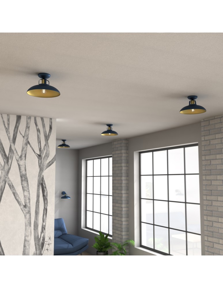 Loft ceiling lamps - industrial - Milagro FELIX NAVY BLUE/GOLD 1xE27 MLP7713 ceiling lamp. - product kolory-swiatla.pl 3
