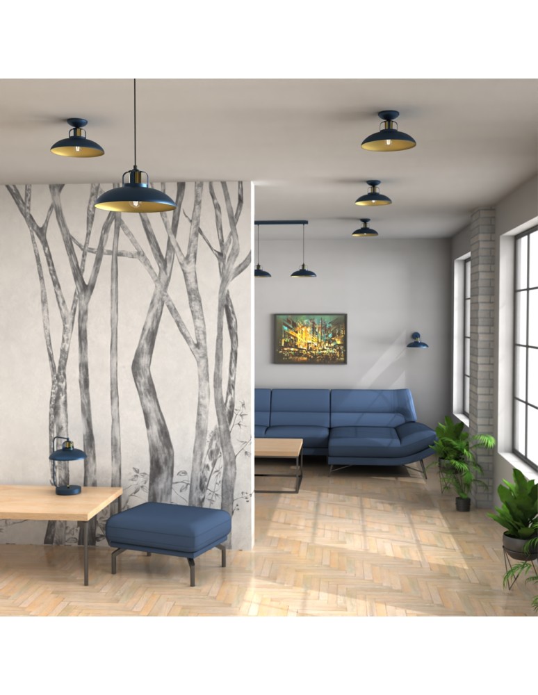 Loft pendant lamps - Milagro FELIX NAVY BLUE/GOLD 1xE27 pendant lamp MLP7714 - product kolory-swiatla.pl 3