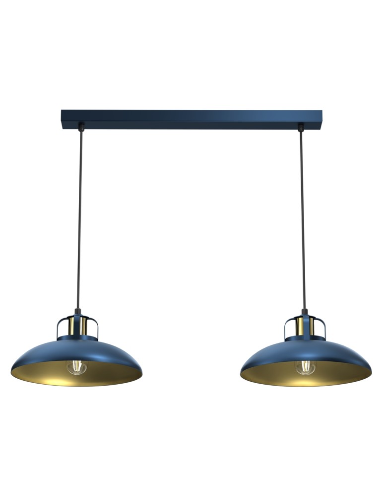 Pendant lamps on a strip - Milagro FELIX NAVY BLUE/GOLD 2xE27 pendant lamp MLP7715 - product kolory-swiatla.pl 1