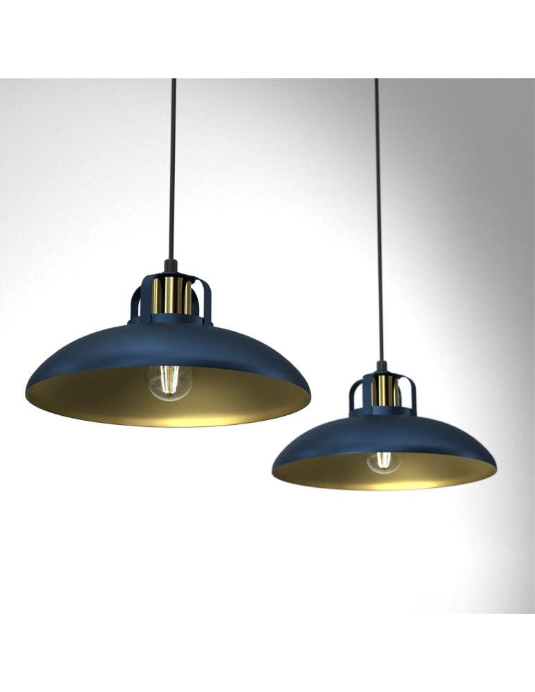 Pendant lamps on a strip - Milagro FELIX NAVY BLUE/GOLD 2xE27 pendant lamp MLP7715 - product kolory-swiatla.pl 2
