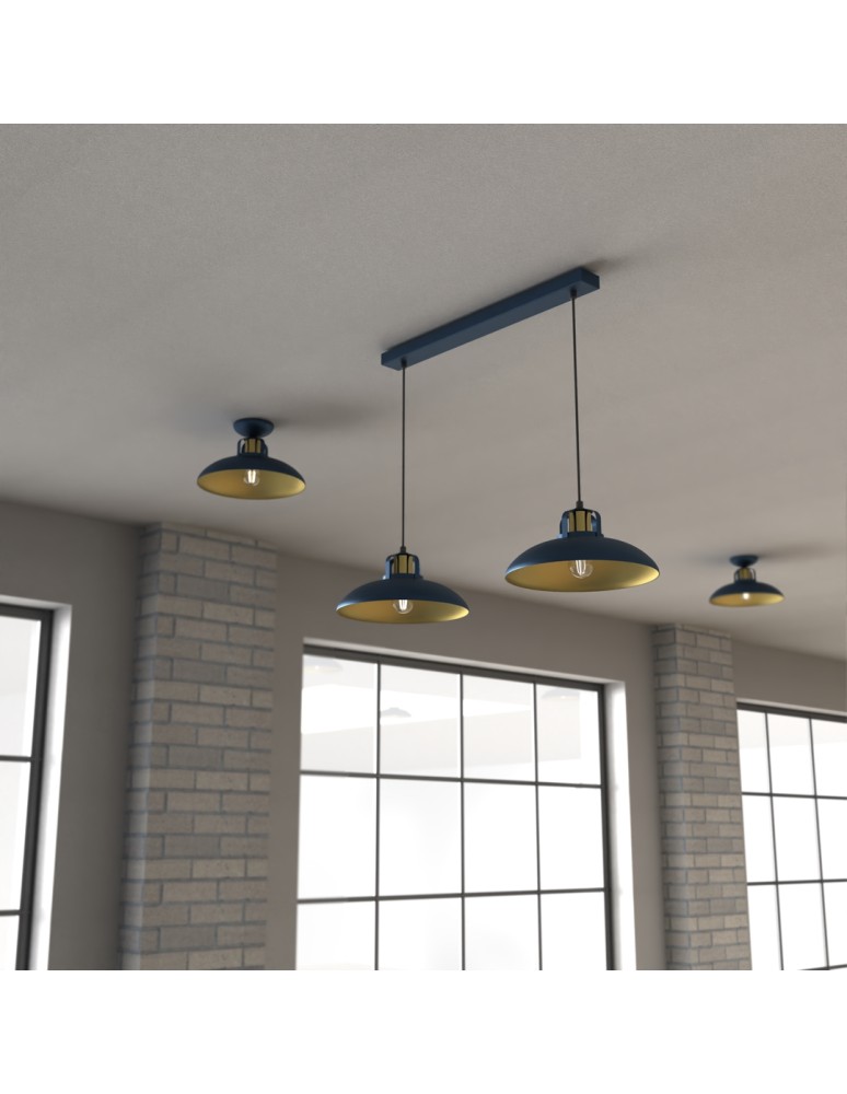Pendant lamps on a strip - Milagro FELIX NAVY BLUE/GOLD 2xE27 pendant lamp MLP7715 - product kolory-swiatla.pl 3