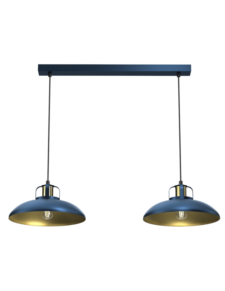 Pendant lamps on a strip - Milagro FELIX NAVY BLUE/GOLD 2xE27 pendant lamp MLP7715 - product kolory-swiatla.pl 4