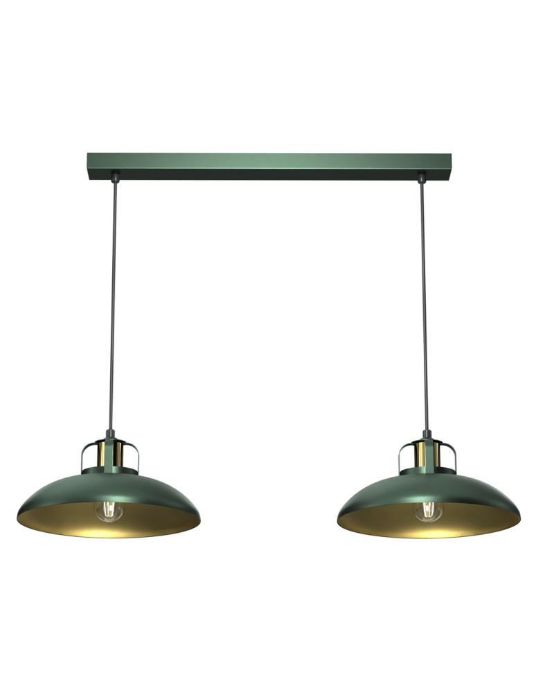 Pendant lamps on a strip - Milagro FELIX GREEN/GOLD 2xE27 pendant lamp MLP7710 - product kolory-swiatla.pl 1