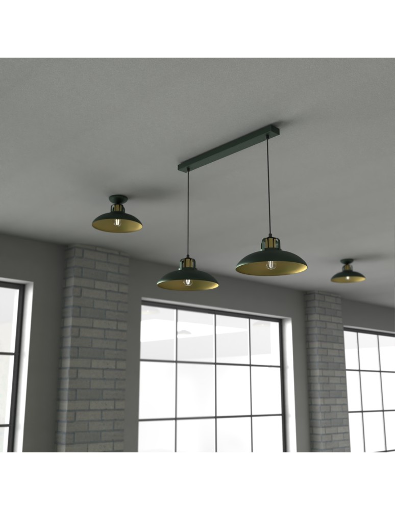 Pendant lamps on a strip - Milagro FELIX GREEN/GOLD 2xE27 pendant lamp MLP7710 - product kolory-swiatla.pl 3
