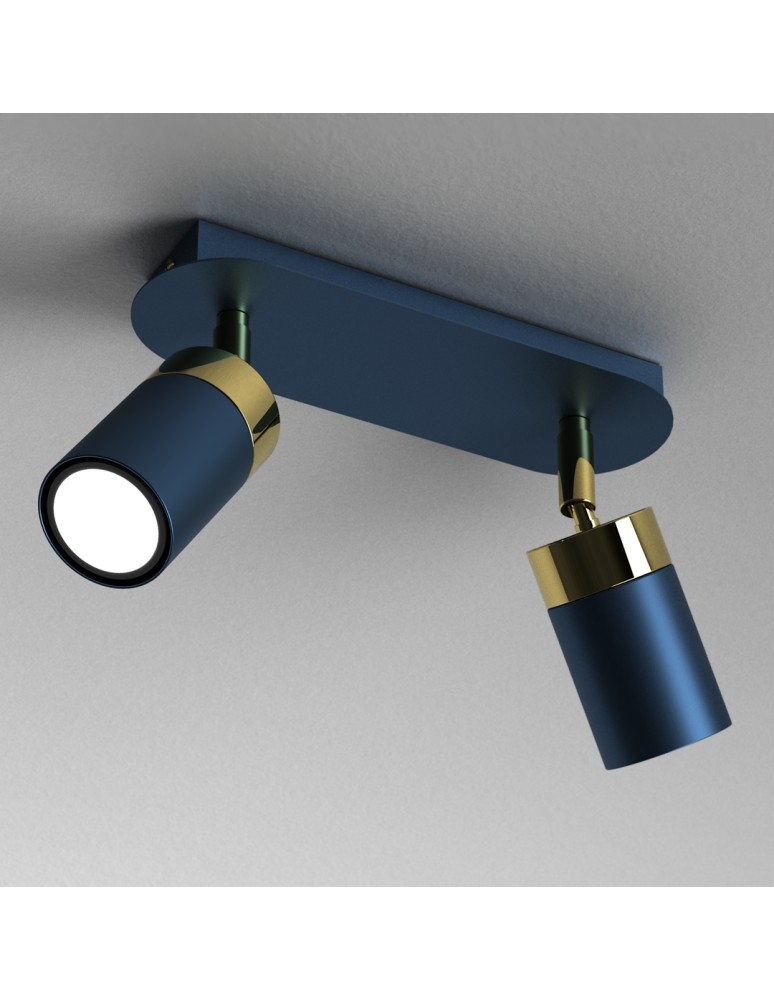 Adjustable ceiling lamps - spots - Milagro JOKER NAVY BLUE/GOLD ceiling lamp 2xGU10 MLP7723. - product kolory-swiatla.pl 2