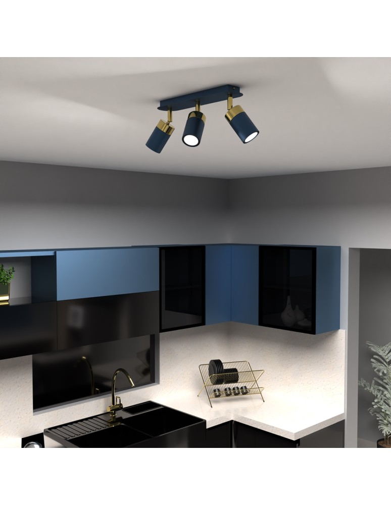 Adjustable ceiling lamps - spots - Milagro JOKER NAVY BLUE/GOLD 3xGU10 MLP7724 ceiling lamp. - product kolory-swiatla.pl 4