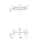 Adjustable ceiling lamps - spots - Milagro JOKER NAVY BLUE/GOLD 3xGU10 MLP7724 ceiling lamp. - product 7