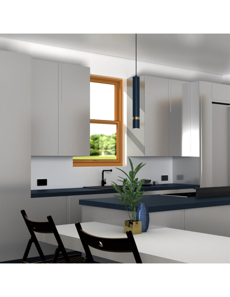 Pendant tube lamps - Milagro JOKER NAVY BLUE/GOLD 1xGU10 pendant lamp MLP7725 - product kolory-swiatla.pl 5