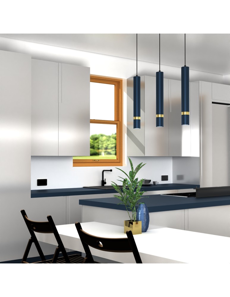 Triple pendant lamps - Milagro JOKER NAVY BLUE/GOLD pendant lamp 3xGU10 MLP7726. - product kolory-swiatla.pl 5