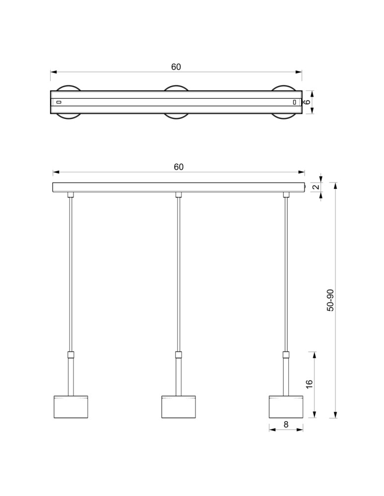 Pendant lamps on a strip - Milagro ARENA WHITE/GOLD 3xGX53 pendant lamp MLP7755 - product kolory-swiatla.pl 5