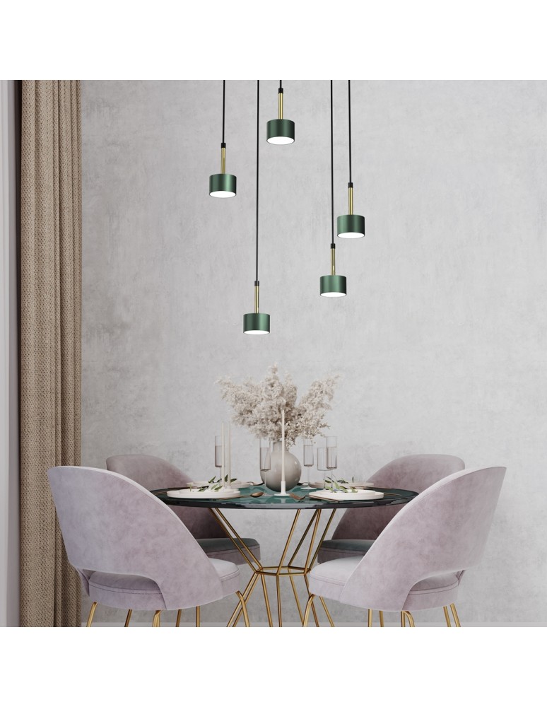 5 point pendant lamps - Milagro ARENA GREEN/GOLD pendant lamp 5xGX53 MLP7769 - product kolory-swiatla.pl 8