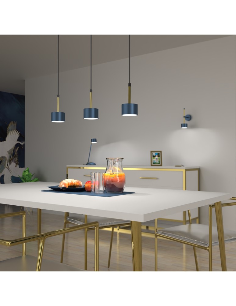 Blue pendant lamps - Milagro ARENA BLUE/GOLD pendant lamp 3xGX53 MLP7773 - product kolory-swiatla.pl 4