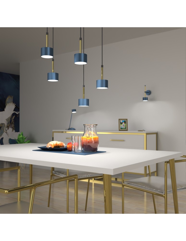 Blue pendant lamps - Milagro ARENA BLUE/GOLD pendant lamp 5xGX53 MLP7775 - product kolory-swiatla.pl 5