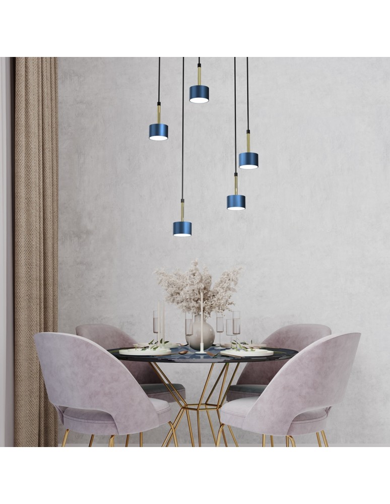 Blue pendant lamps - Milagro ARENA BLUE/GOLD pendant lamp 5xGX53 MLP7775 - product kolory-swiatla.pl 8