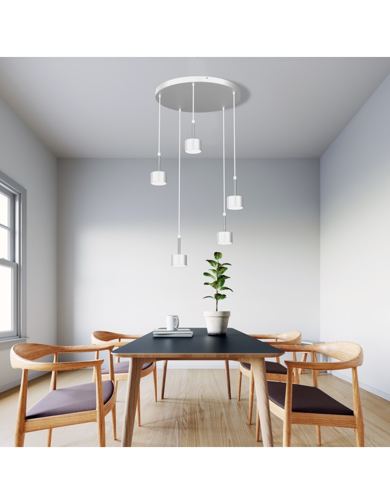 Milagro Lampa wisząca ARENA WHITE/SILVER 5xGX53 MLP7781