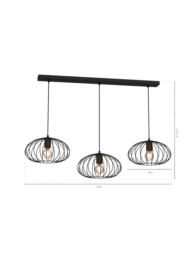 Pendant lamps on a strip - Milagro MERIDIANO 3xE27 pendant lamp MLP7960 - product kolory-swiatla.pl 7