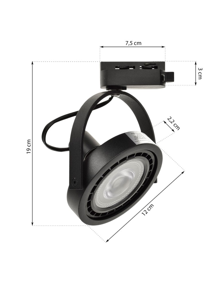 Ready-made rail kits - Milagro 3xLugar (AR111-GU10) track set + Guide 1.5m - Black ML7912 - product kolory-swiatla.pl 4
