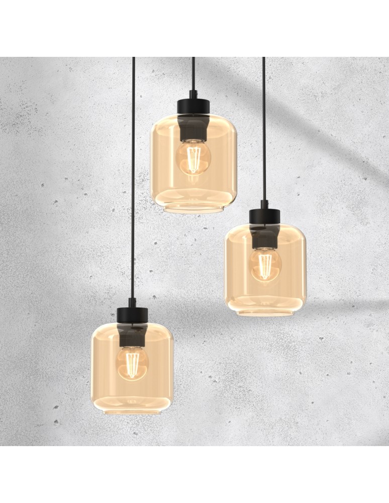 Triple pendant lamps - Milagro SOMBRA AMBER 3xE27 pendant lamp MLP8372 - product kolory-swiatla.pl 3