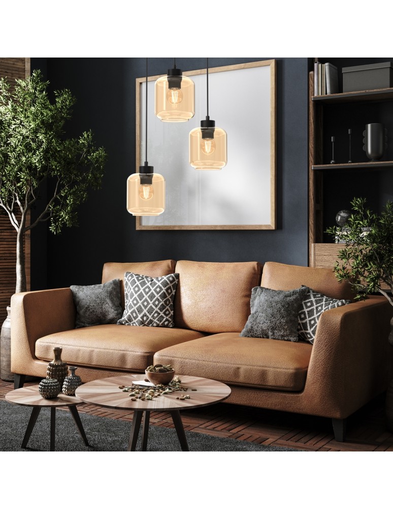 Triple pendant lamps - Milagro SOMBRA AMBER 3xE27 pendant lamp MLP8372 - product kolory-swiatla.pl 5