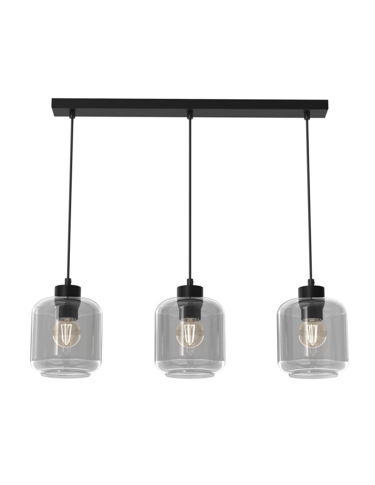 Pendant lamps on a strip - Milagro SOMBRA SMOKED 3xE27 pendant lamp MLP8374 - product kolory-swiatla.pl 1