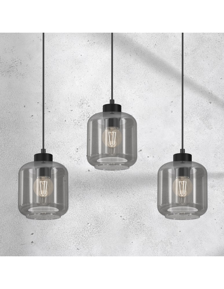 Pendant lamps on a strip - Milagro SOMBRA SMOKED 3xE27 pendant lamp MLP8374 - product kolory-swiatla.pl 3