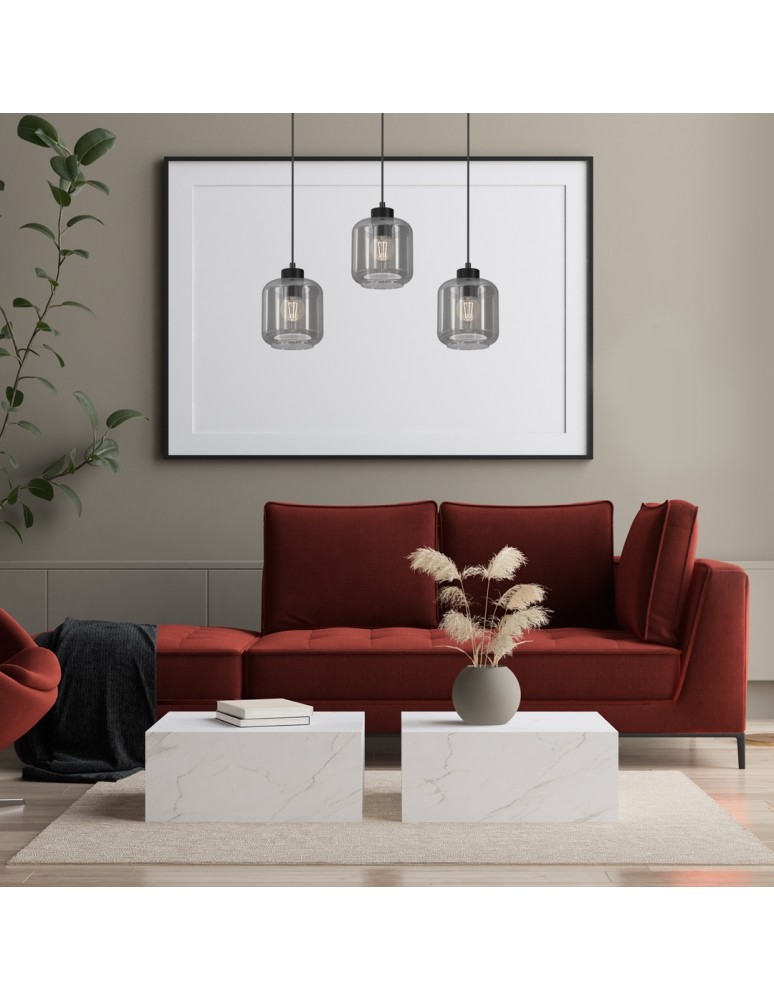 Pendant lamps on a strip - Milagro SOMBRA SMOKED 3xE27 pendant lamp MLP8374 - product kolory-swiatla.pl 4