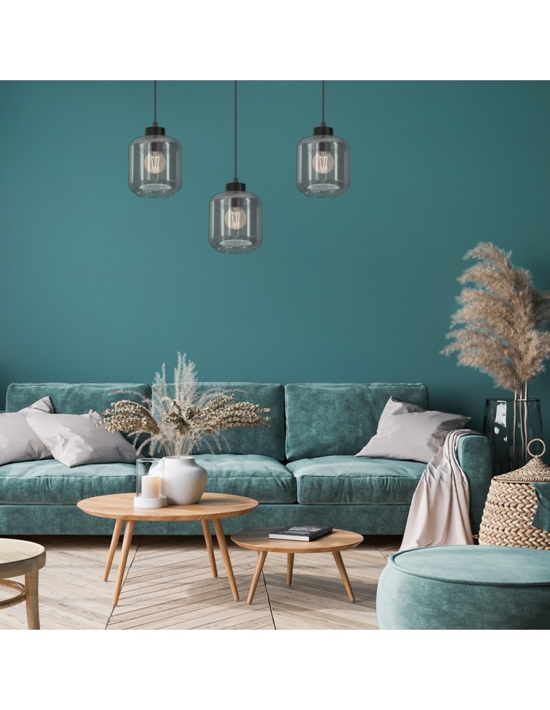 Pendant lamps on a strip - Milagro SOMBRA SMOKED 3xE27 pendant lamp MLP8374 - product kolory-swiatla.pl 5