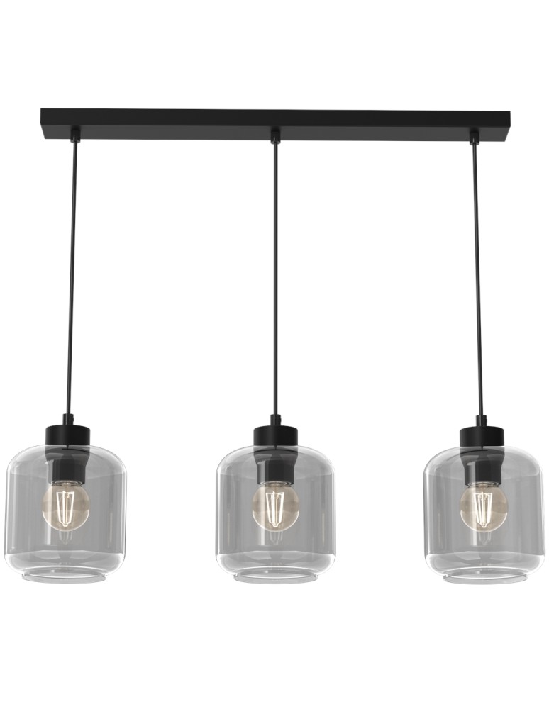Pendant lamps on a strip - Milagro SOMBRA SMOKED 3xE27 pendant lamp MLP8374 - product kolory-swiatla.pl 7