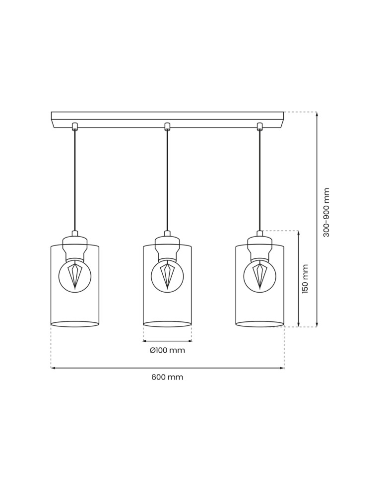 Pendant lamps on a strip - Milagro CHIC pendant lamp 3xE27 MLP8384 - product kolory-swiatla.pl 6