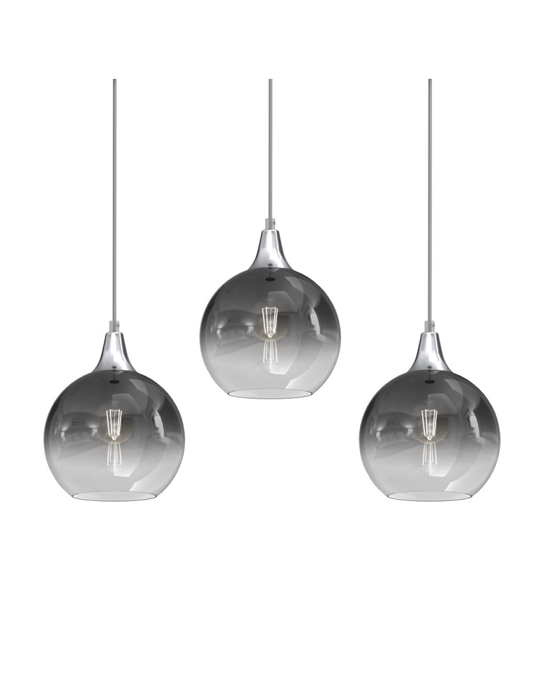 Pendant lamps on a strip - Milagro MONTE SILVER 3xE27 pendant lamp MLP8322 - product kolory-swiatla.pl 2