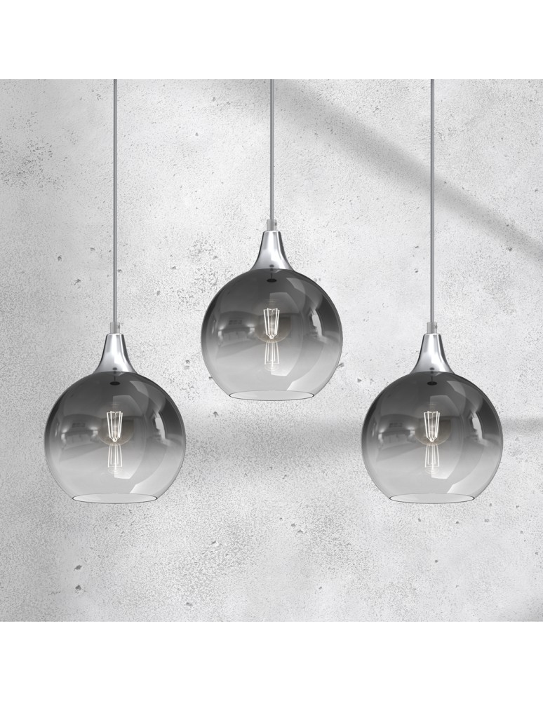 Pendant lamps on a strip - Milagro MONTE SILVER 3xE27 pendant lamp MLP8322 - product kolory-swiatla.pl 3