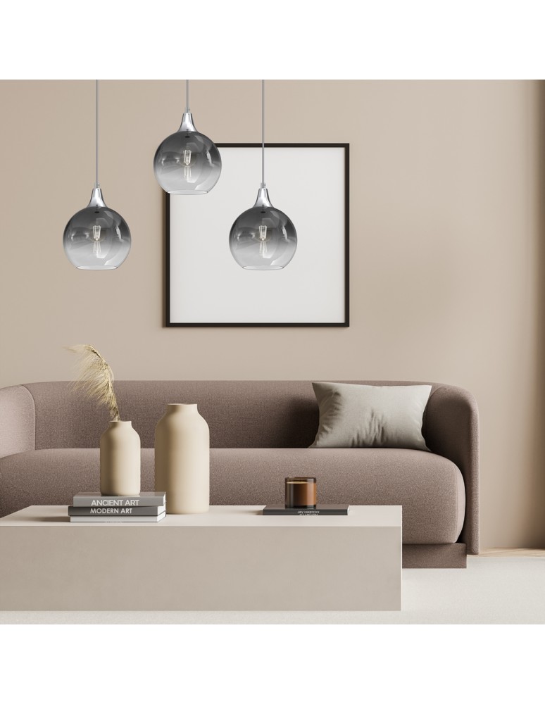 Pendant lamps on a strip - Milagro MONTE SILVER 3xE27 pendant lamp MLP8322 - product kolory-swiatla.pl 4