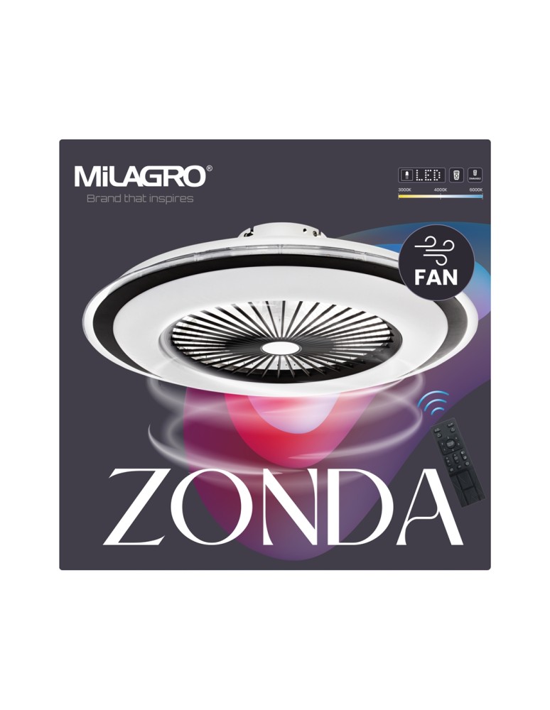 Fans with lighting - Milagro Plafondier LED ZONDA BLACK 48W with fan ML8339 - product kolory-swiatla.pl 6