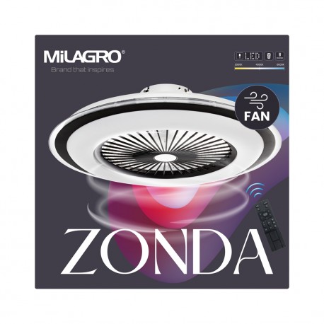 Milagro Plafoniera LED ZONDA BLACK 48W z wentylatorem ML8339