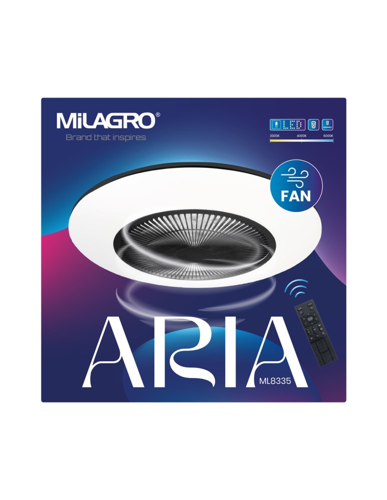 Fans with lighting - Milagro LED plafond ARIA BLACK 38W with fan ML8335 - product kolory-swiatla.pl 4