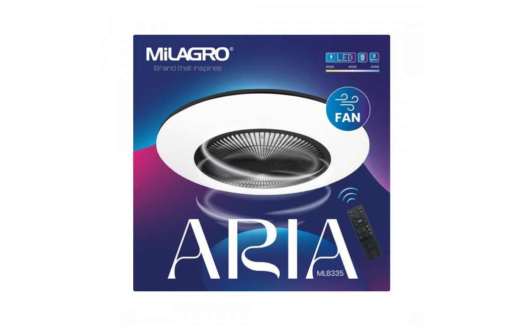 Milagro Plafoniera LED ARIA BLACK 38W z wentylatorem ML8335