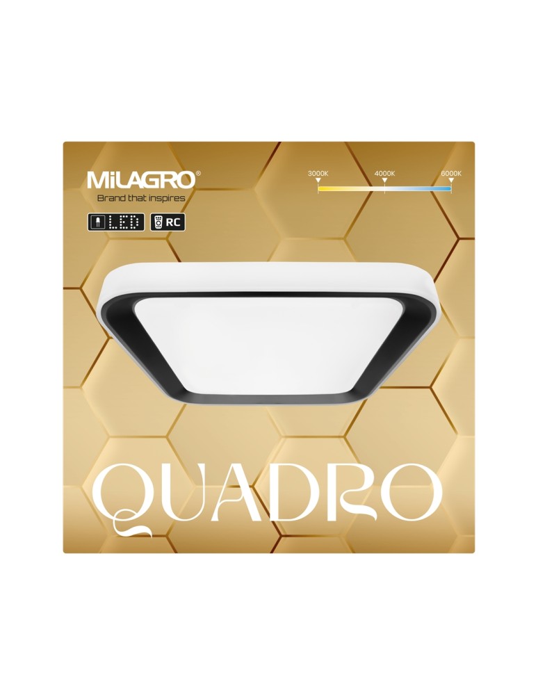 Plafonds with remote control - Milagro Plafond QUADRO BLACK 38W ML7929 - product kolory-swiatla.pl 5