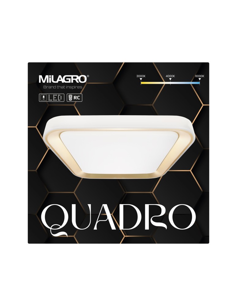 Plafonds with remote control - Milagro Plafond QUADRO GOLD 66W ML7933 - product kolory-swiatla.pl 5