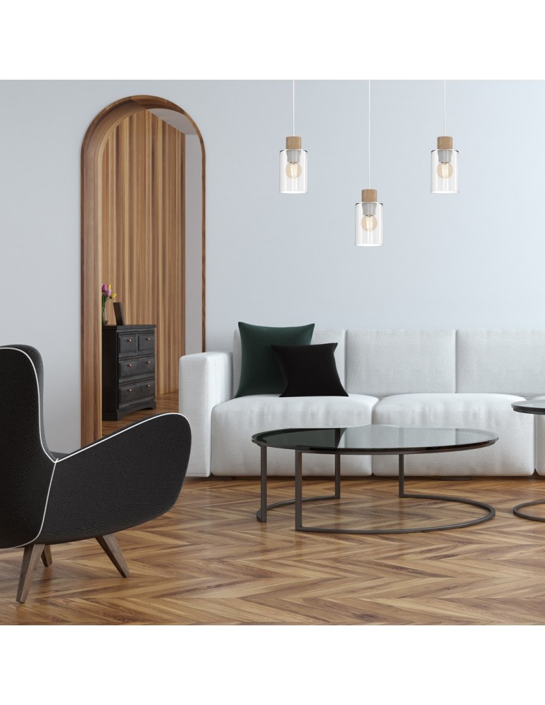 Pendant lamps on a strip - Milagro MADERA 3xE27 pendant lamp MLP8555 - product kolory-swiatla.pl 5