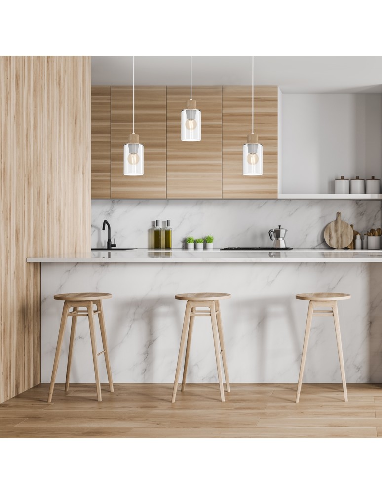 Pendant lamps on a strip - Milagro MADERA 3xE27 pendant lamp MLP8555 - product kolory-swiatla.pl 7