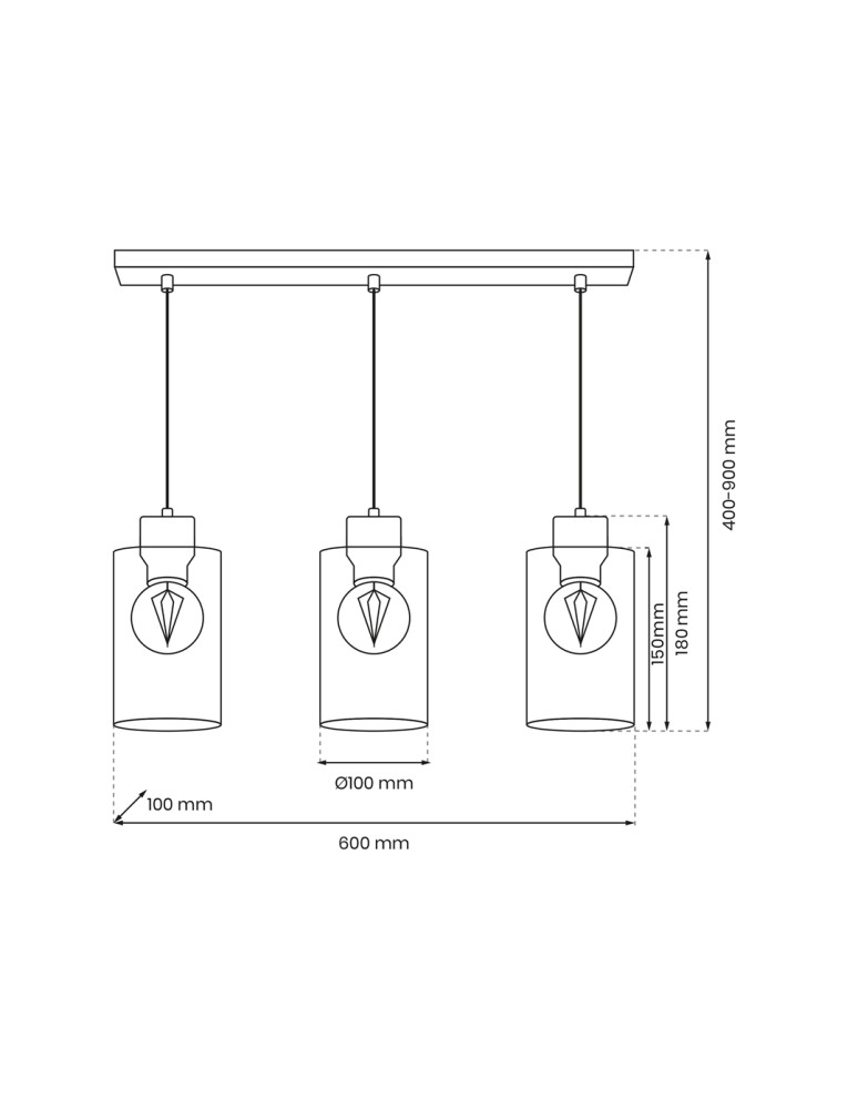 Pendant lamps on a strip - Milagro MADERA 3xE27 pendant lamp MLP8555 - product kolory-swiatla.pl 8