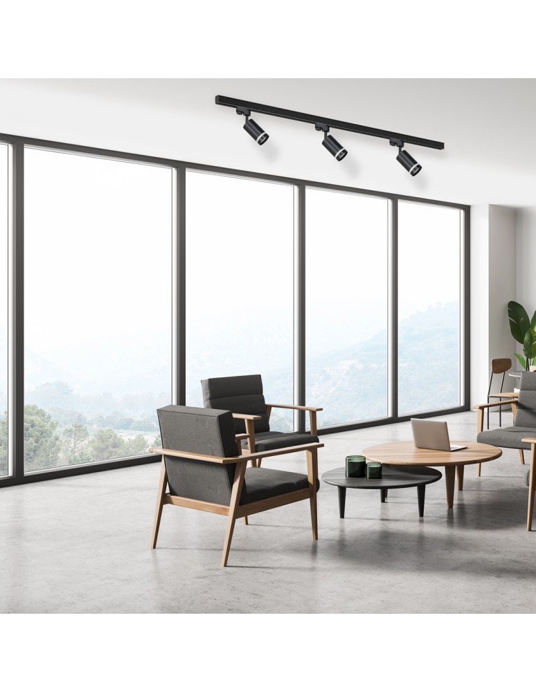 Ready-made rail kits - Milagro 3xPipe Ring GU10 track set + Guide 1,5m - Black ML8721 - product kolory-swiatla.pl 3