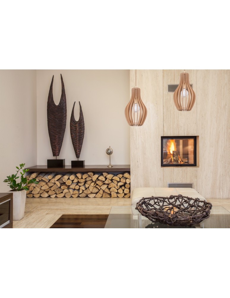 Pendant lamps - Nowodvorski IKA A Suspended Ceiling Max power 60W E27 Natural wood 4171 - product kolory-swiatla.pl 3