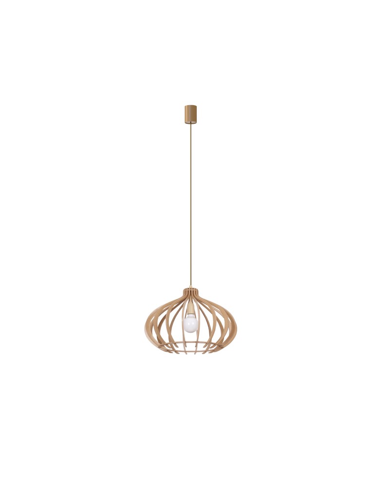 Boho pendant lamps - Nowodvorski IKA D Ceiling Pendant Max power 60W E27 Natural wood 4174 - product kolory-swiatla.pl 1