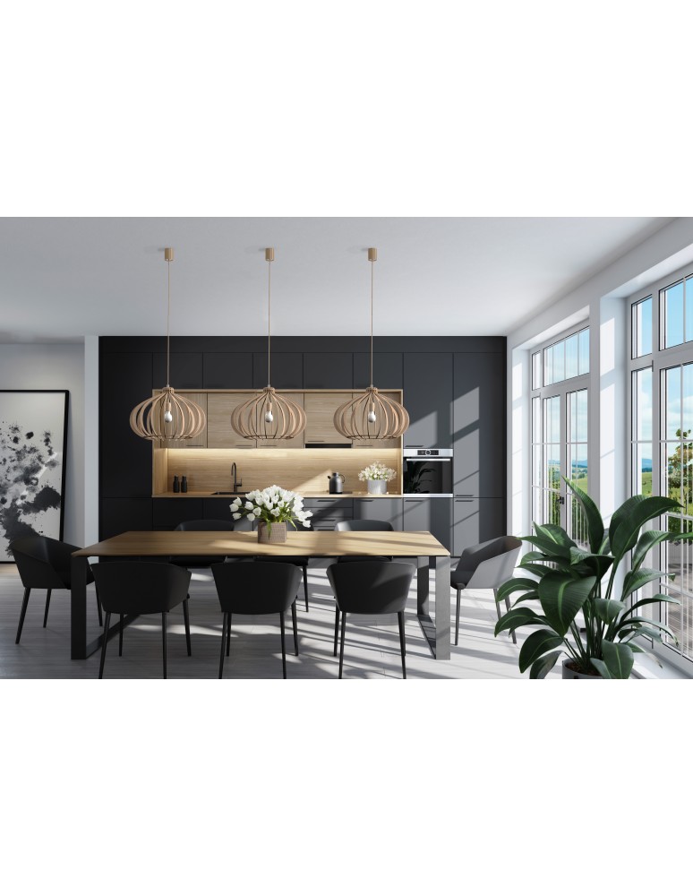 Boho pendant lamps - Nowodvorski IKA D Ceiling Pendant Max power 60W E27 Natural wood 4174 - product kolory-swiatla.pl 3